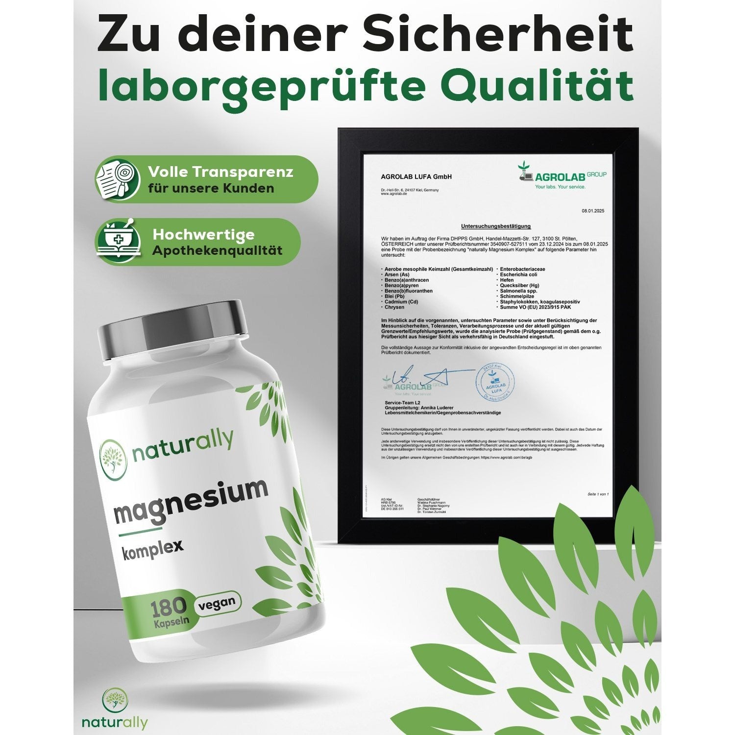 Nahrungsergänzungsmittel, Magnesium Komplex hochdosiert [180 Kapseln] 400mg für Pflege zu Hause und Alltag – Detailansicht 5