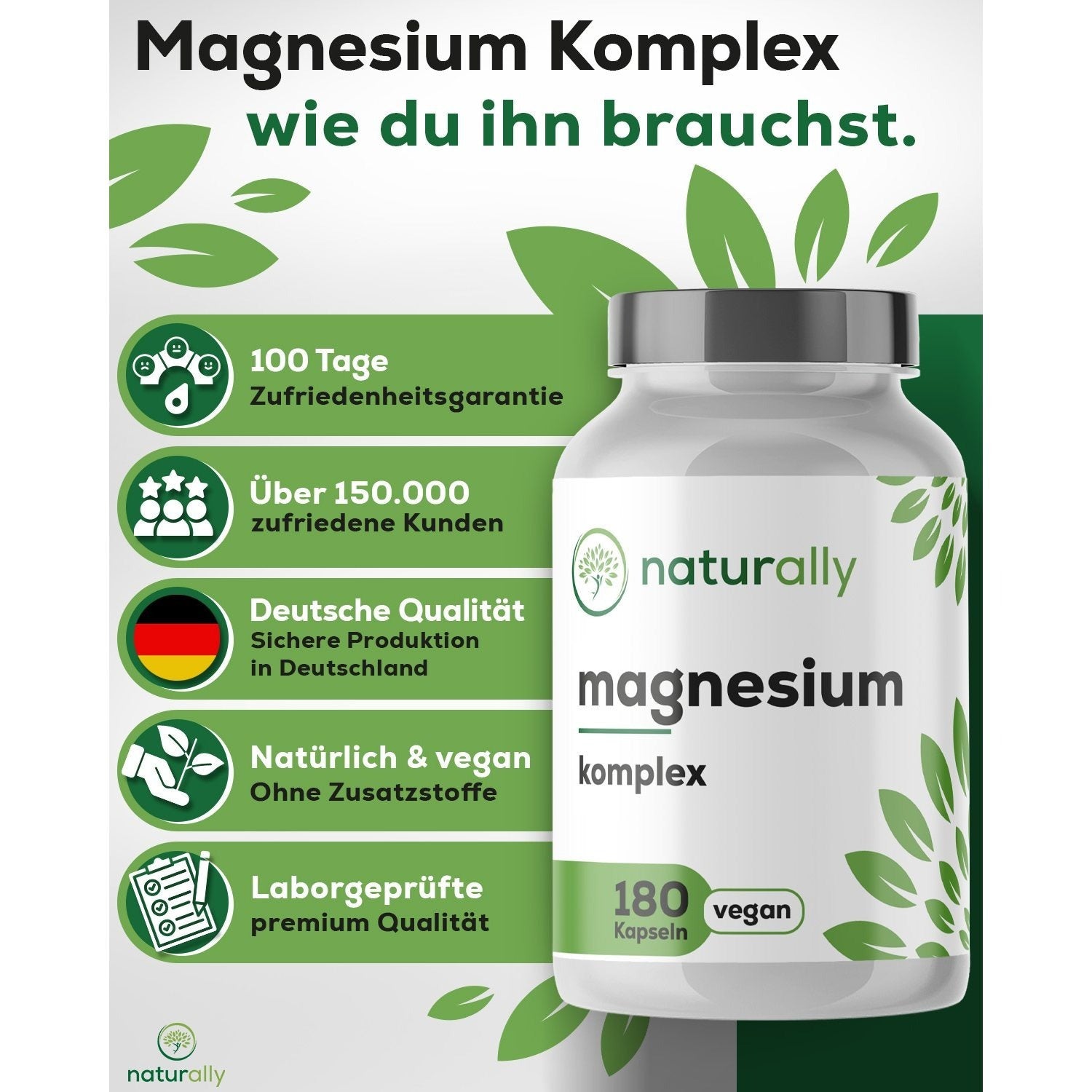 Nahrungsergänzungsmittel, Magnesium Komplex hochdosiert [180 Kapseln] 400mg für Pflege zu Hause und Alltag – Detailansicht 8