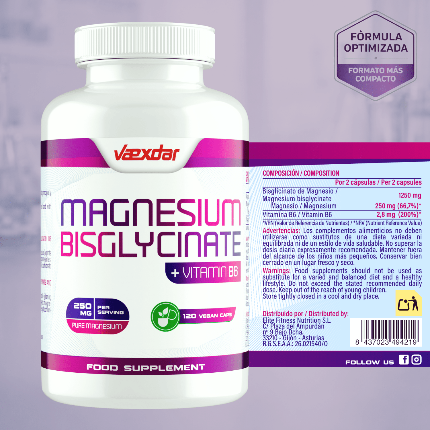 Nahrungsergänzungsmittel, Magnesium und Vitamin B6 Magnesium Bisglycinat für Pflege zu Hause und Alltag – Detailansicht 3