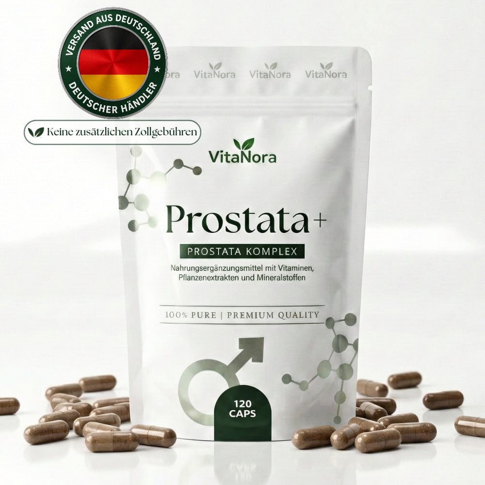 Nahrungsergänzungsmittel, Prostata+ Komplex 120 Kapseln hochdosiert für Pflege zu Hause und Alltag – Hauptansicht