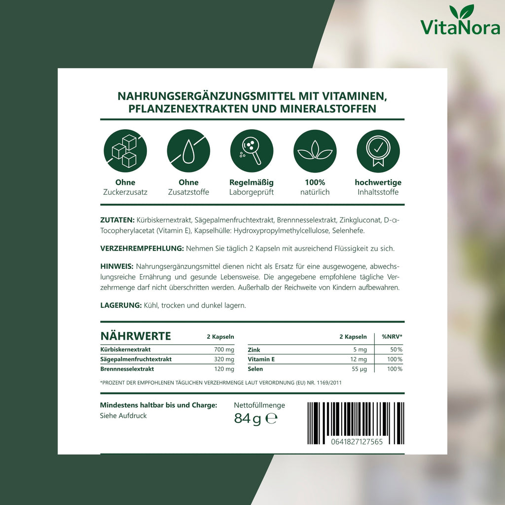 Nahrungsergänzungsmittel, Prostata+ Komplex 120 Kapseln hochdosiert für Pflege zu Hause und Alltag – Detailansicht 5