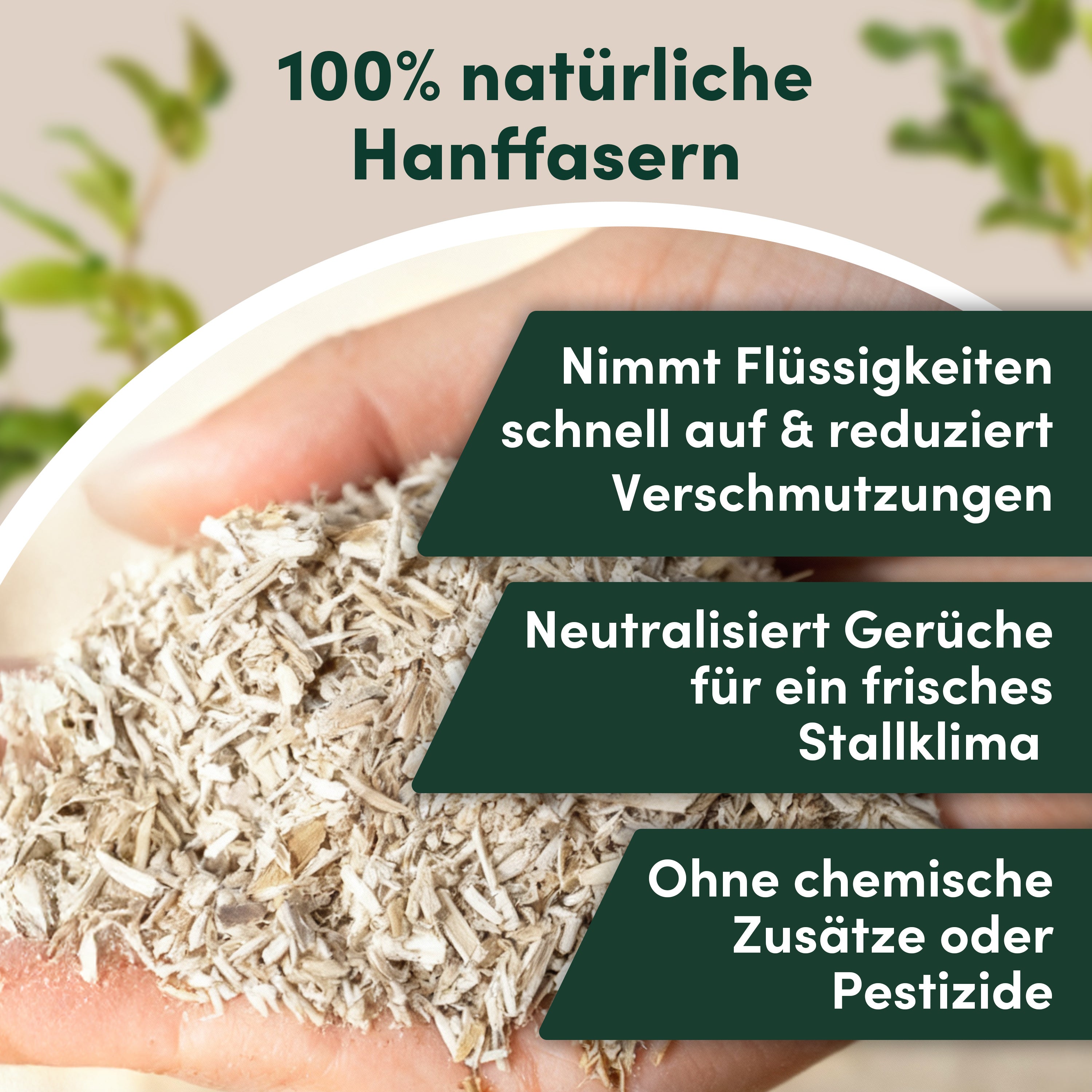 napfpower® Hanfeinstreu, 14 kg für Hühner und Kleintiere – Detailansicht 3
