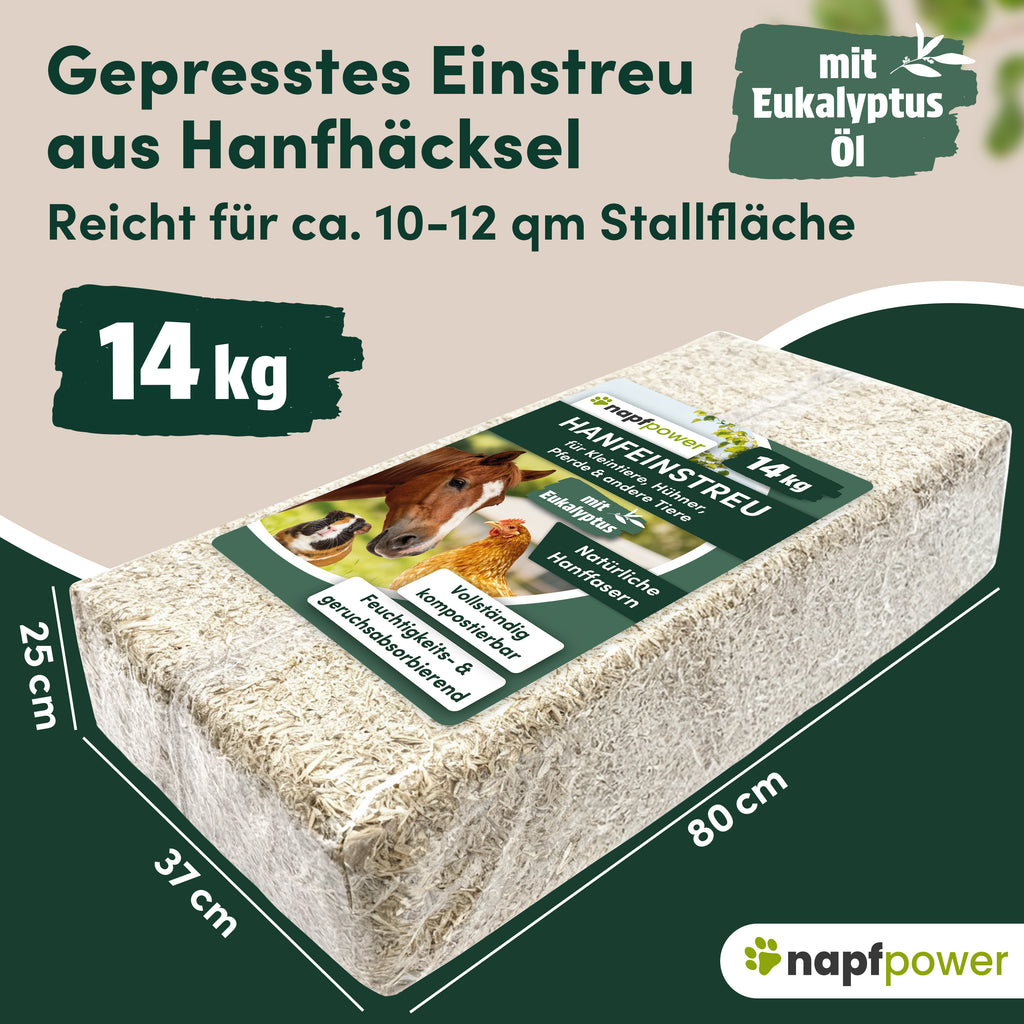 napfpower® Hanfeinstreu, 14 kg für Hühner und Kleintiere – Detailansicht 10