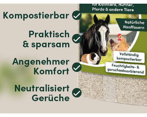 napfpower® Hanfeinstreu, 14 kg für Hühner und Kleintiere – Detailansicht 14