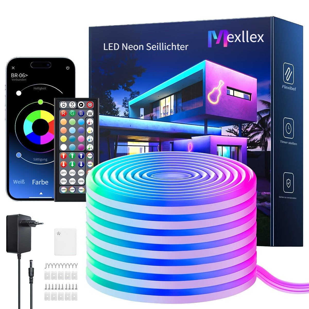 Neon LED Lichterkette, LED-Beleuchtung für Schlafzimmer und Bett – Hauptansicht