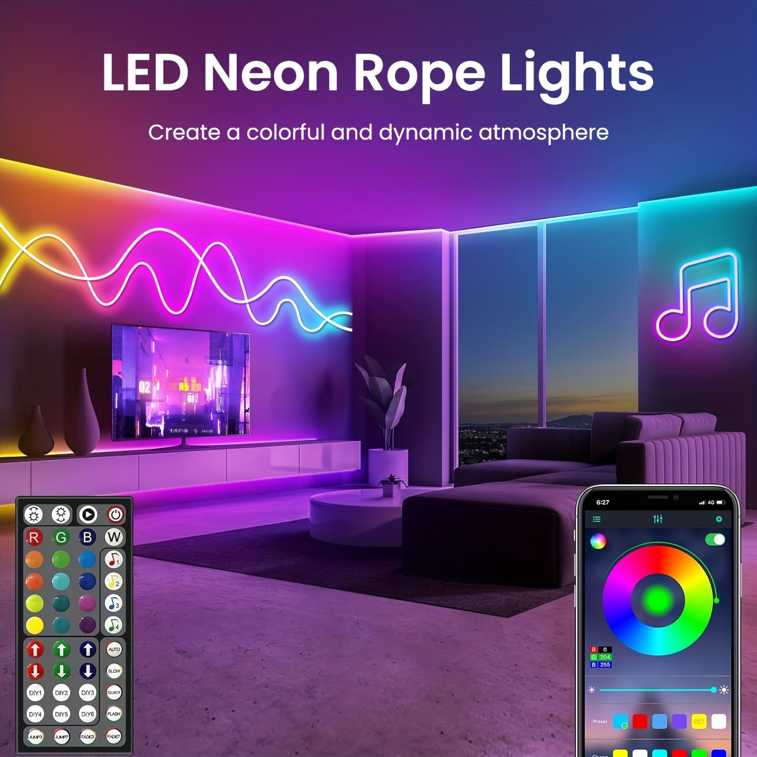 Neon LED Lichterkette, LED-Beleuchtung für Schlafzimmer und Bett – Detailansicht 6