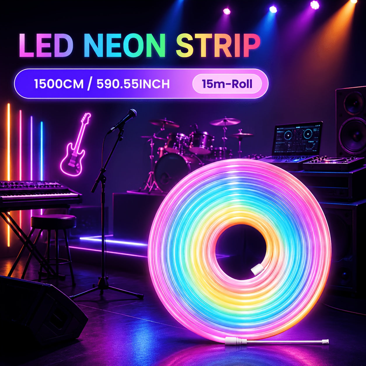 Neon-LED-Streifenlichter, LED-Beleuchtung für Schlafzimmer und Bett – Detailansicht 4