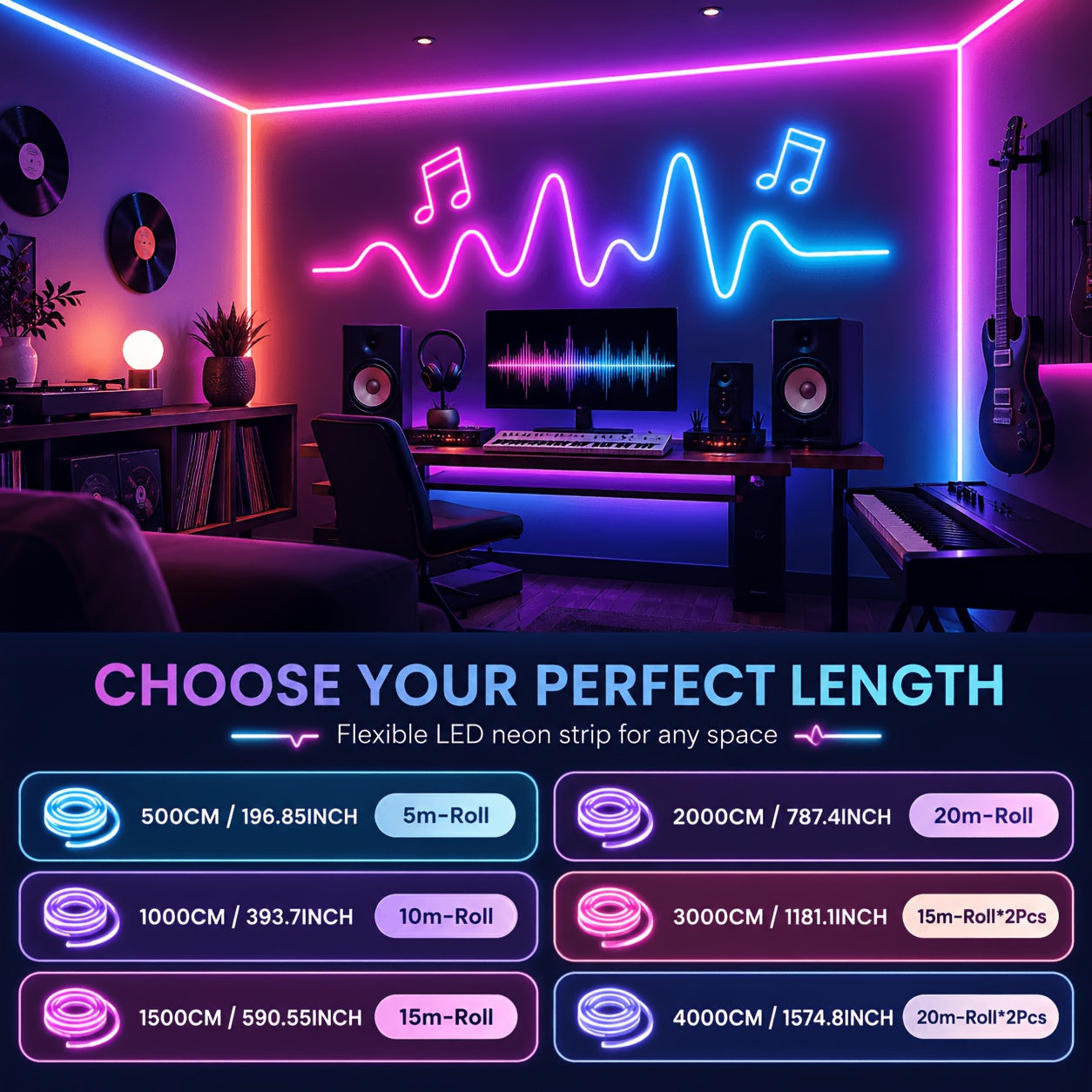 Neon-LED-Streifenlichter, LED-Beleuchtung für Schlafzimmer und Bett – Detailansicht 6