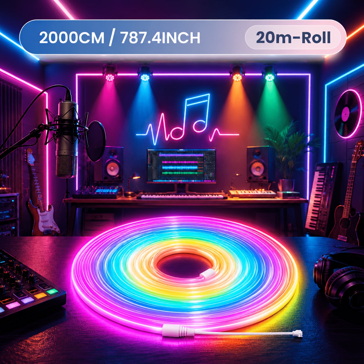 Neon-LED-Streifenlichter, LED-Beleuchtung für Schlafzimmer und Bett – Detailansicht 10