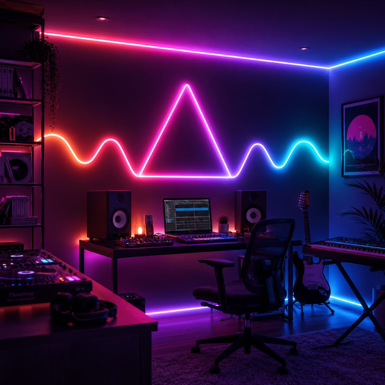 Neon-LED-Streifenlichter, LED-Beleuchtung für Schlafzimmer und Bett – Detailansicht 11