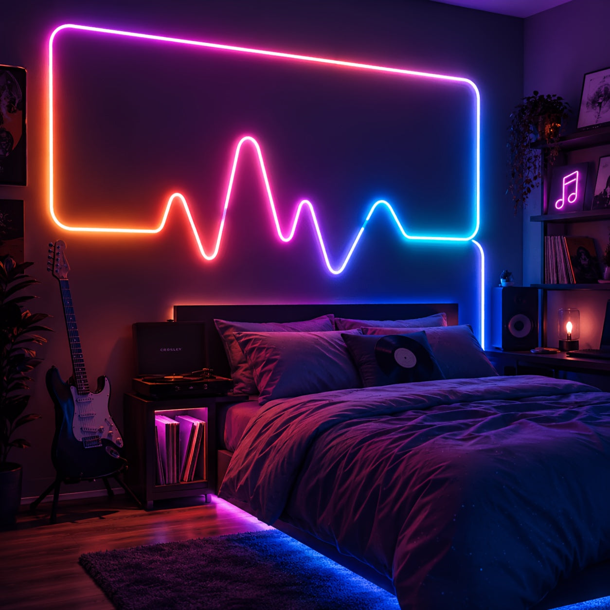 Neon-LED-Streifenlichter, LED-Beleuchtung für Schlafzimmer und Bett – Detailansicht 13