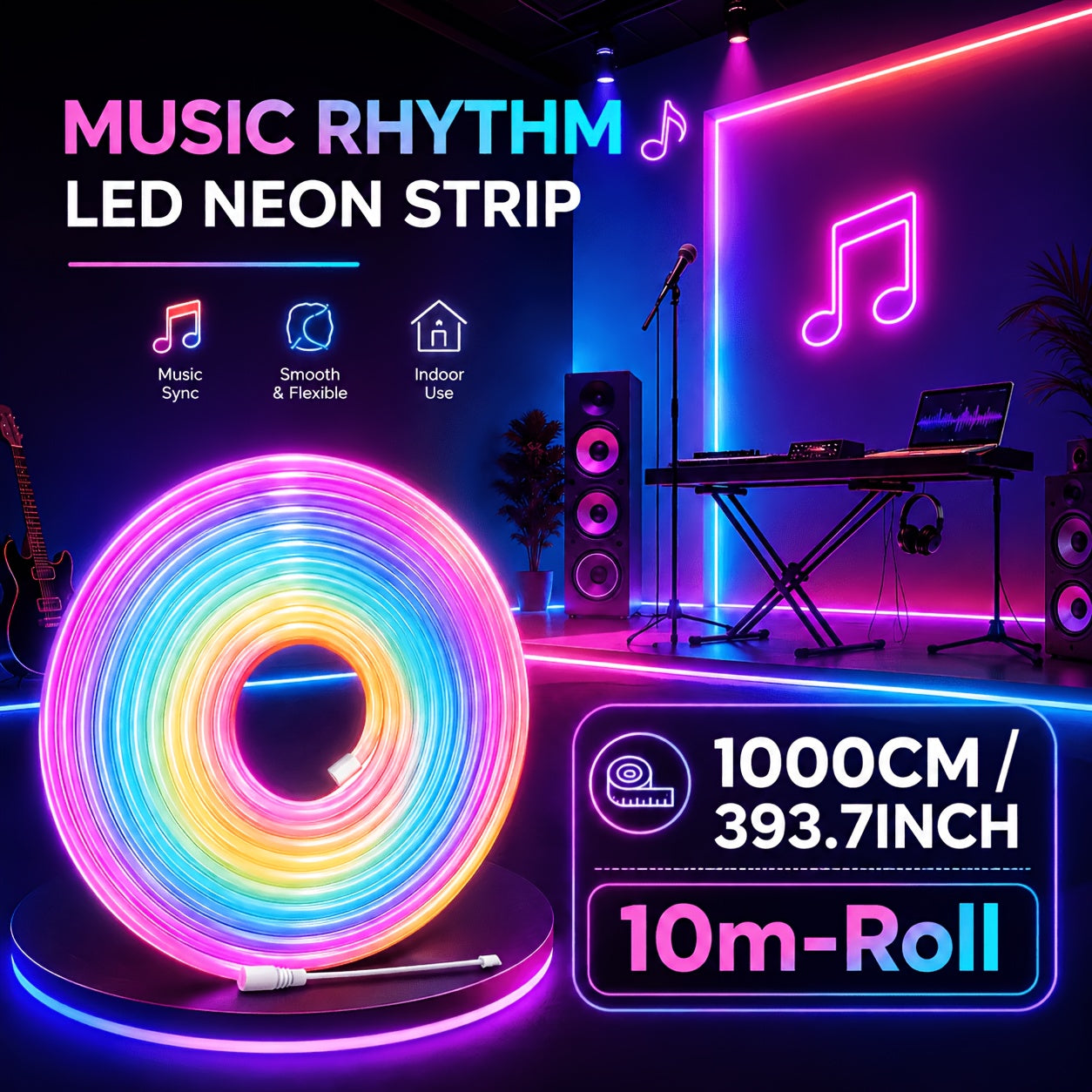 Neon-LED-Streifenlichter, LED-Beleuchtung für Schlafzimmer und Bett – Detailansicht 15