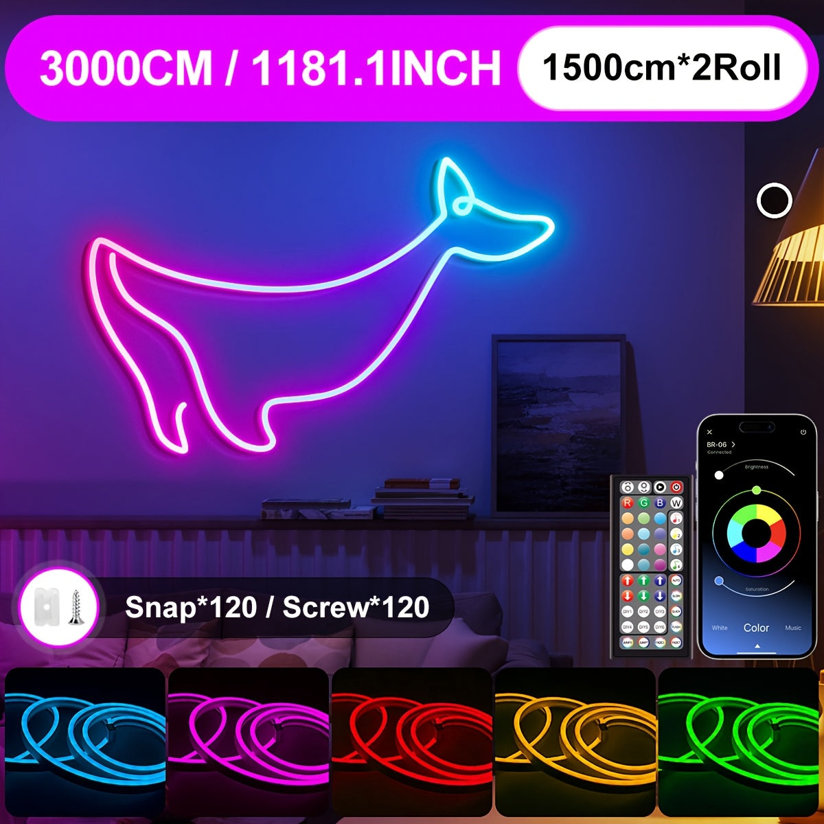 Neon Lichterkette, LED-Beleuchtung für Schlafzimmer und Bett – Detailansicht 7