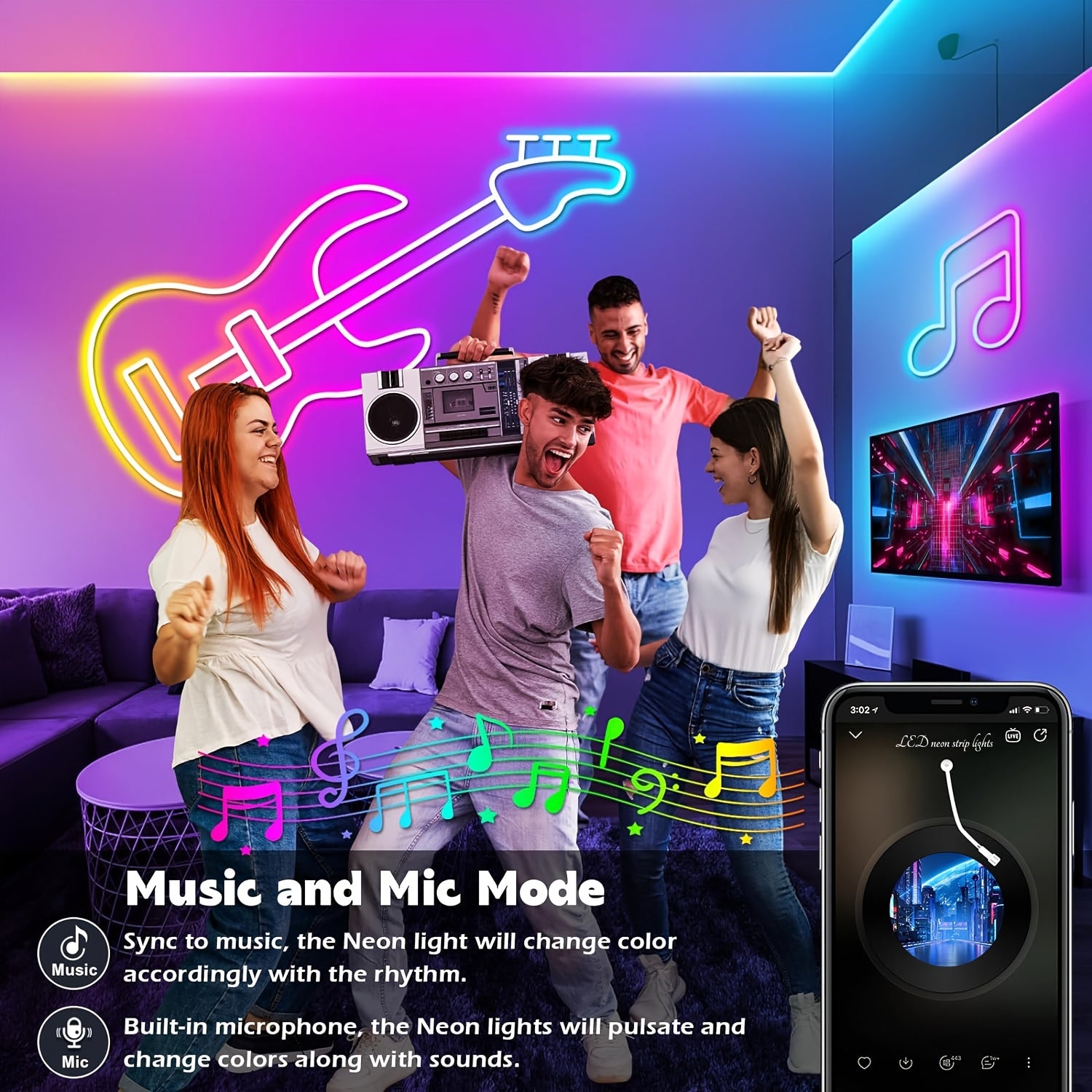 Neonlichter, 15M für Bett und Schlafzimmer – Detailansicht 12