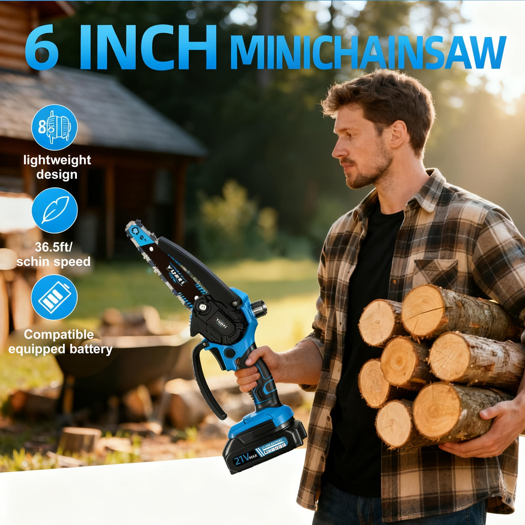 Neu verbesserte kabellose Mini-Kettensäge, Werksausgang für Garten und Terrasse – Detailansicht 13