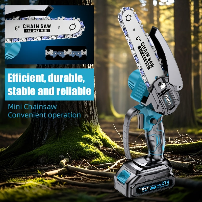 Neue Mini-Kettensäge Kabellos, 1 Batterie + Kunststoffbox für Garten und Terrasse – Detailansicht 6