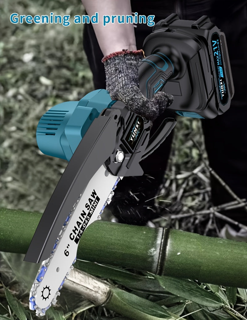 Neue Mini-Kettensäge Kabellos, 1 Batterie + Kunststoffbox für Garten und Terrasse – Detailansicht 17