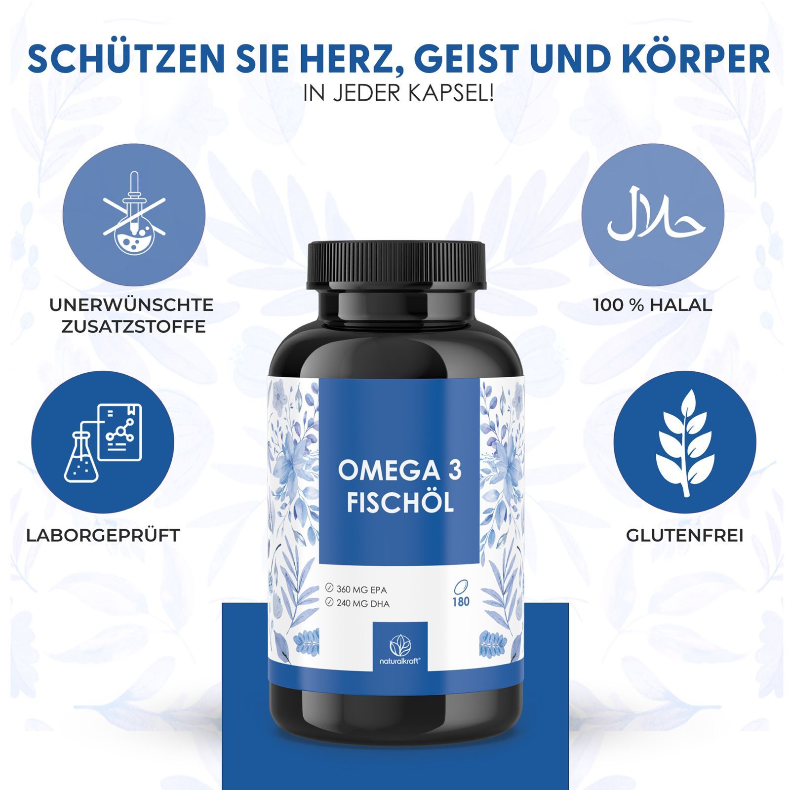 Omega-3-Fischöl-Kapseln, 360° drehbar für Pflege zu Hause und Alltag – Detailansicht 2