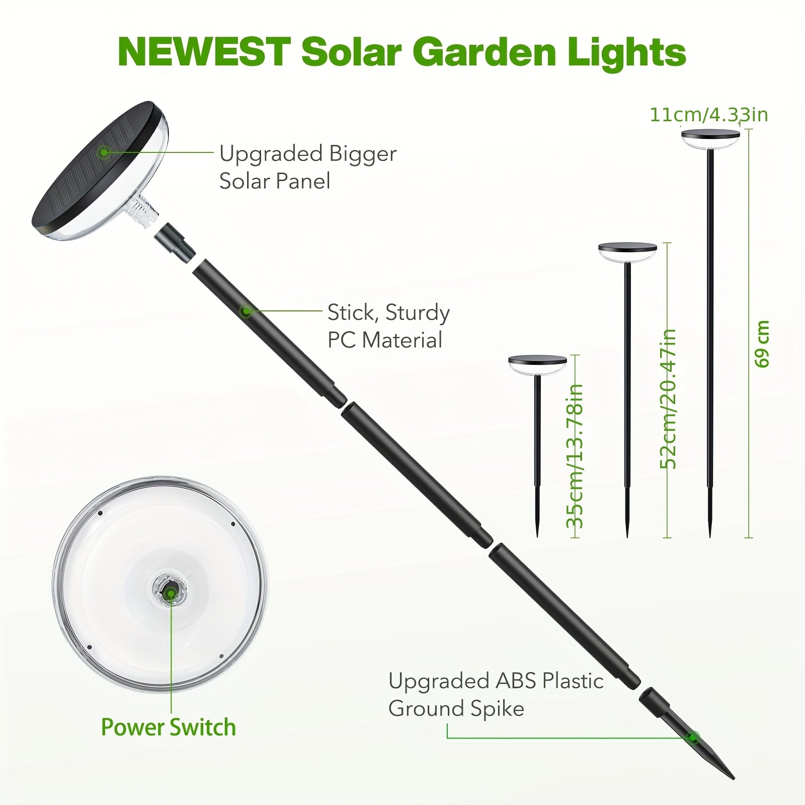 / Pack Solar Gartenleuchten, 78,74 cm für Garten und Terrasse – Detailansicht 7