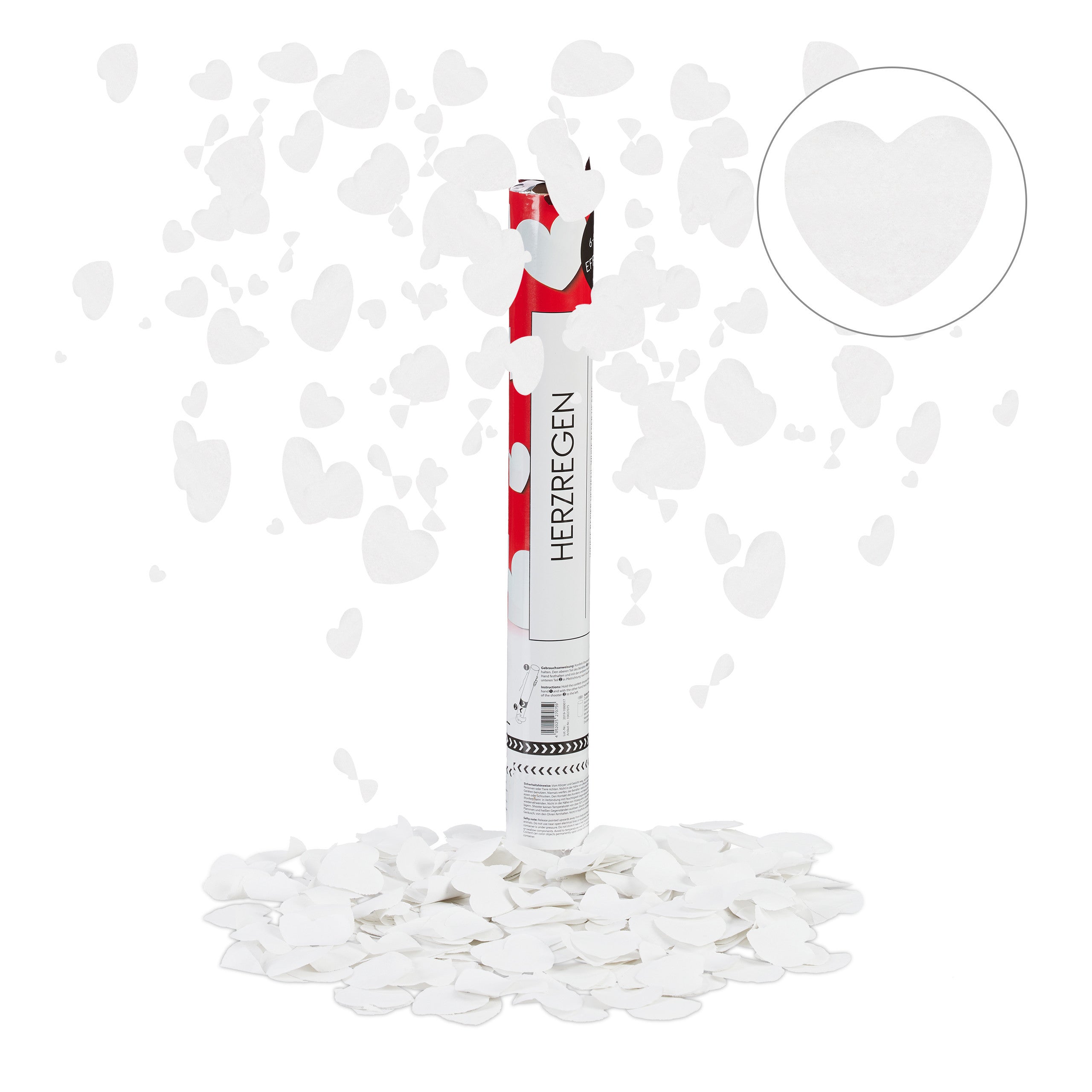 Party Popper Herzen in Weiß, 40 cm für Alltag und Zuhause – Detailansicht 2