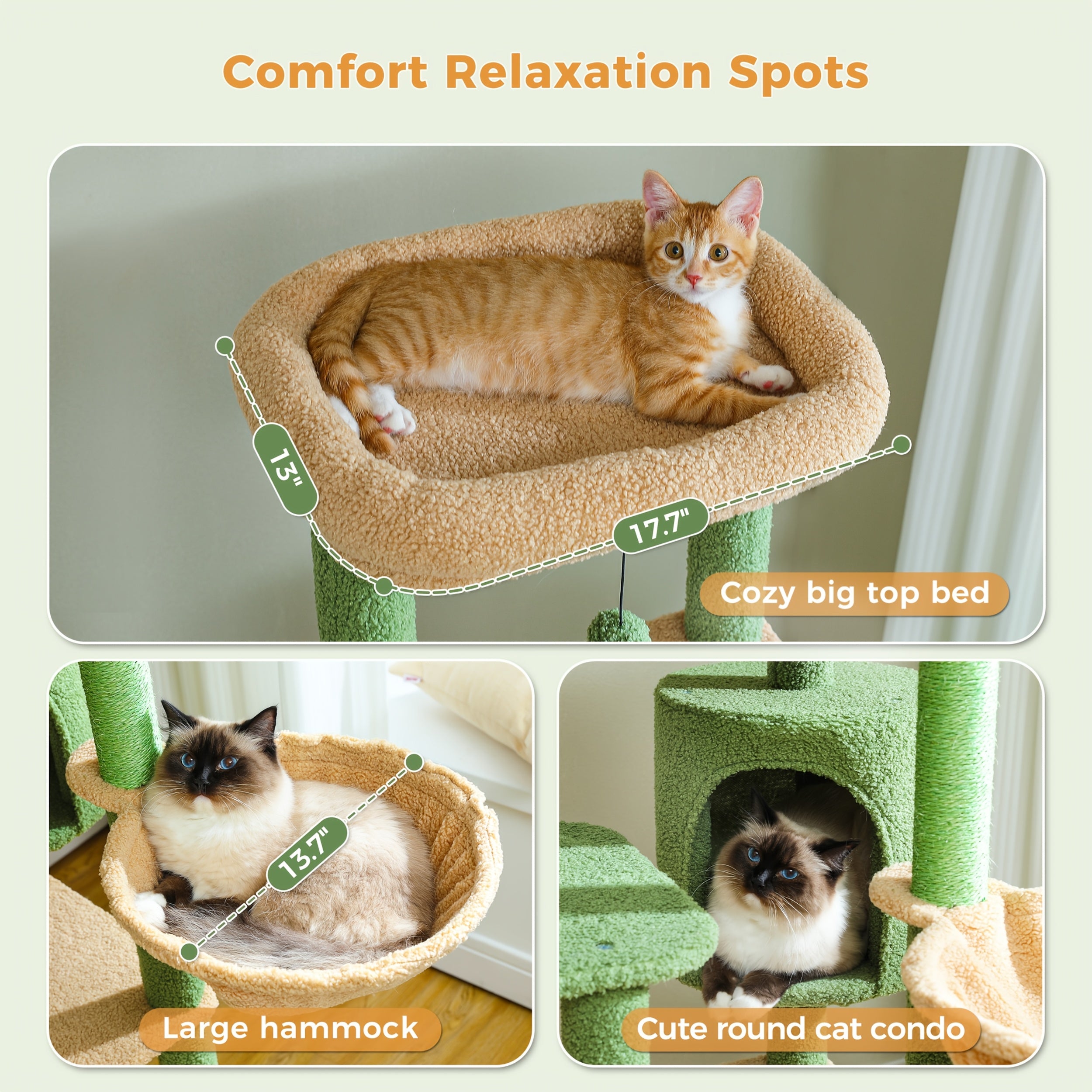 Pawz Road Cactus Katzenbaum Turm, 150 cm für Haustiere und Zuhause – Detailansicht 8