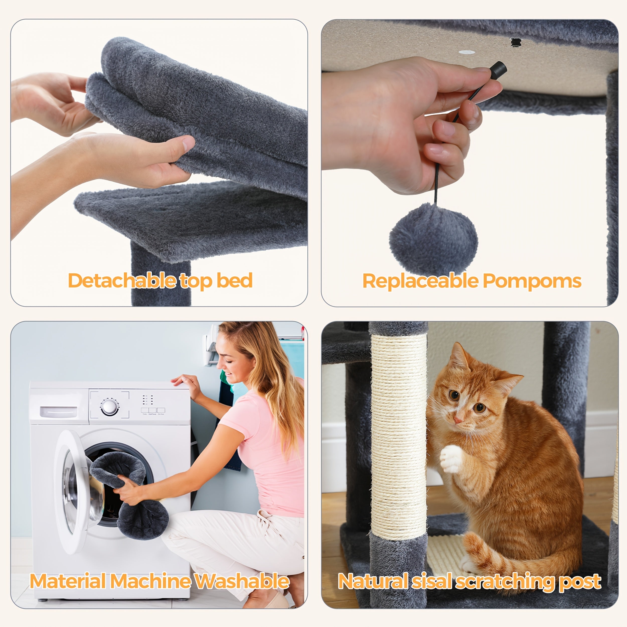 Pawz Road Cactus Katzenbaum Turm, 150 cm für Haustiere und Zuhause – Detailansicht 12