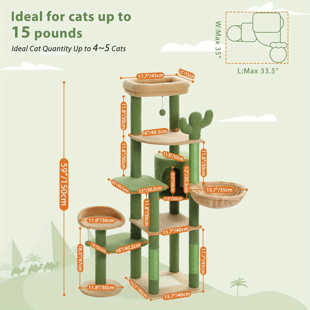 Pawz Road Cactus Katzenbaum Turm, 150 cm für Haustiere und Zuhause – Detailansicht 14