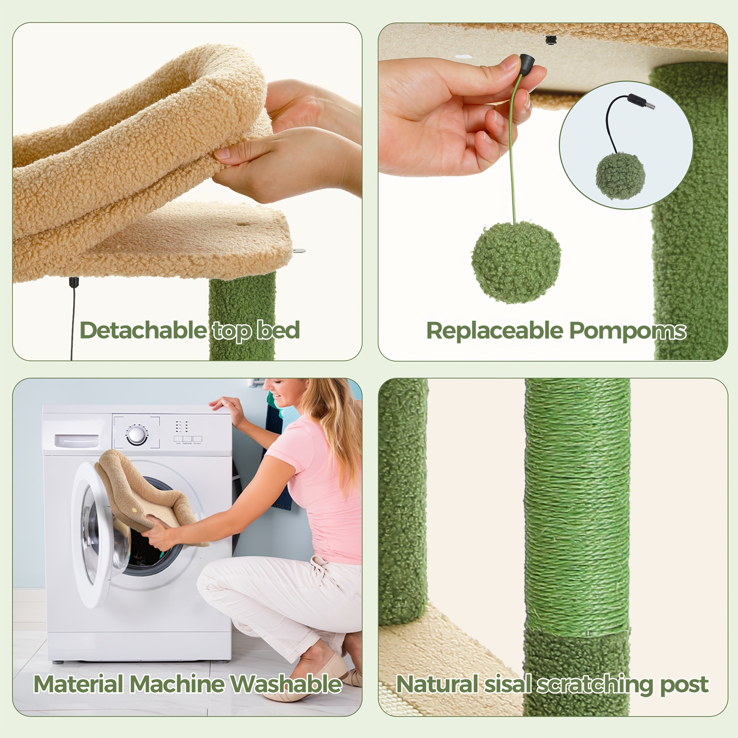 Pawz Road Cactus Katzenbaum Turm, 150 cm für Haustiere und Zuhause – Detailansicht 16
