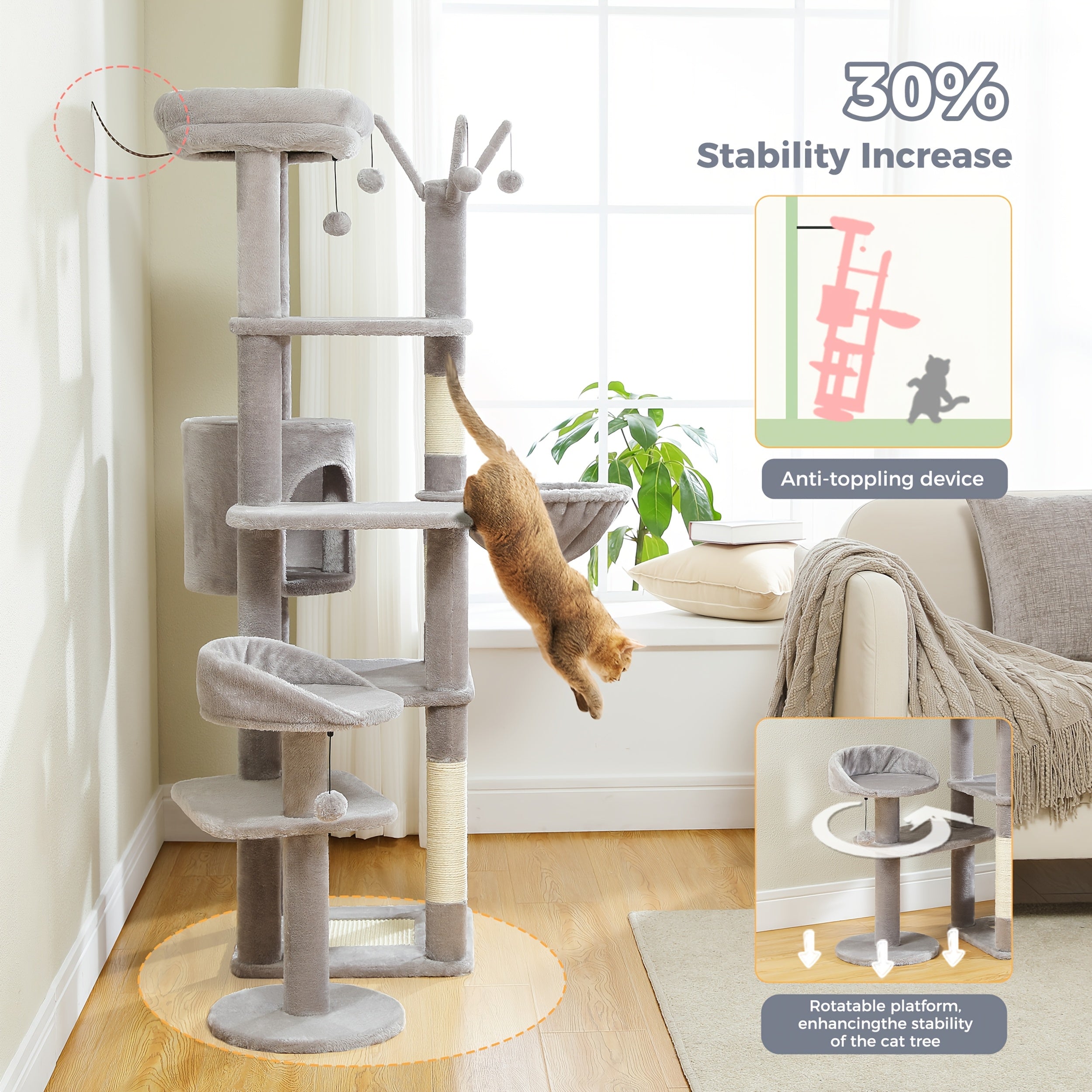 Pawz Road Cactus Katzenbaum Turm, 150 cm für Haustiere und Zuhause – Detailansicht 22