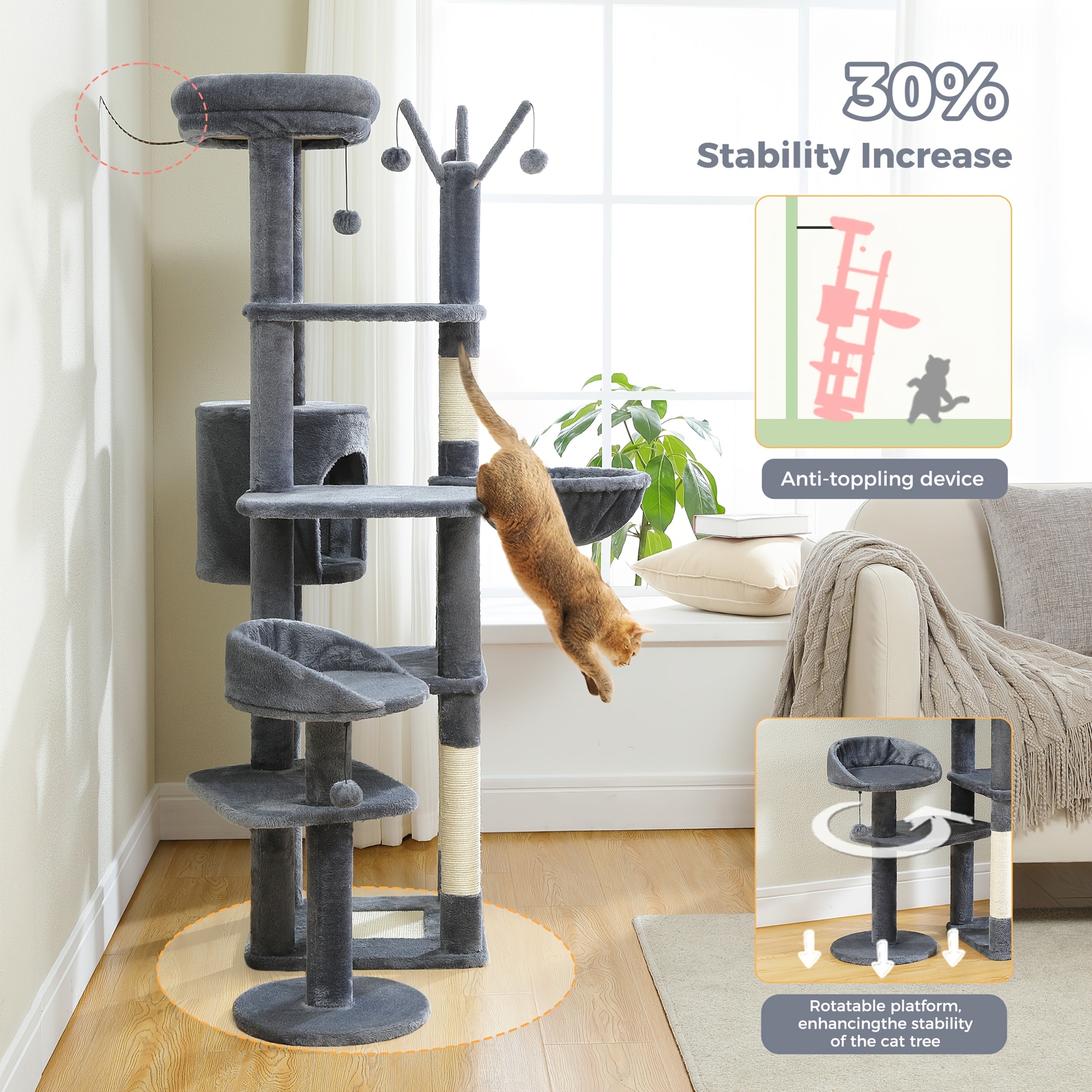 Pawz Road Cactus Katzenbaum Turm, 150 cm für Haustiere und Zuhause – Detailansicht 26