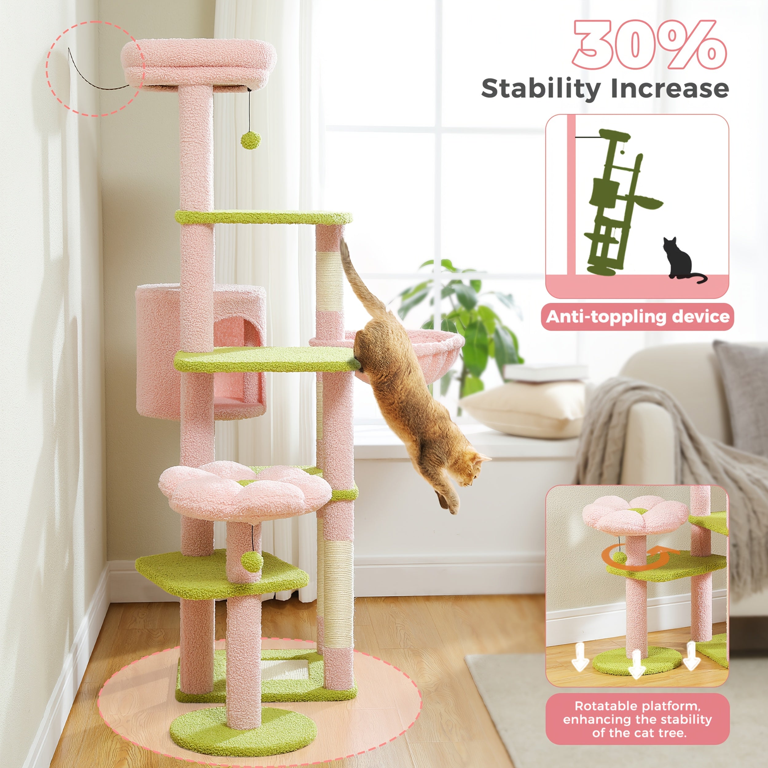 Pawz Road Cactus Katzenbaum Turm, 150 cm für Haustiere und Zuhause – Detailansicht 27