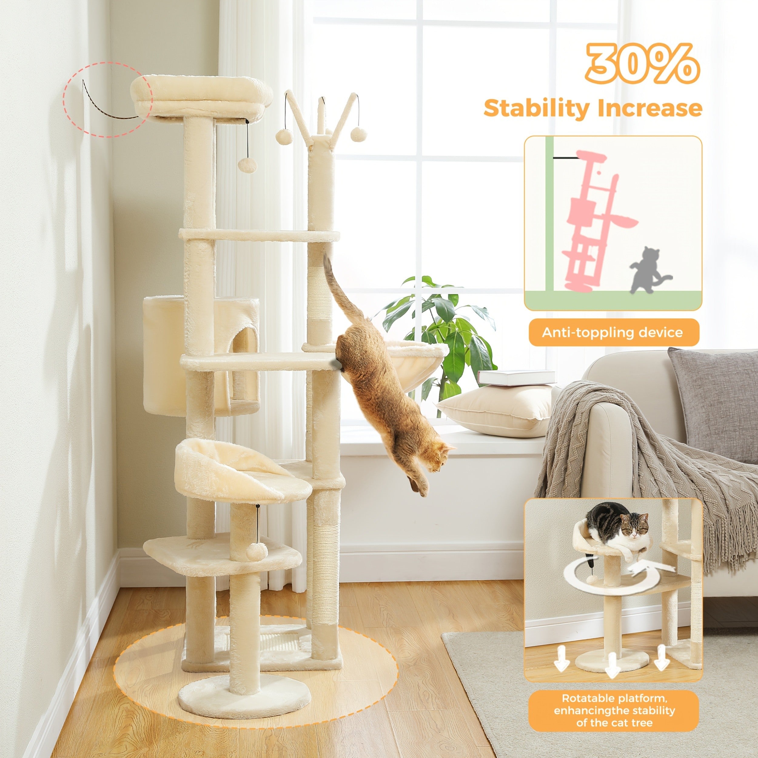 Pawz Road Cactus Katzenbaum Turm, 150 cm für Haustiere und Zuhause – Detailansicht 31
