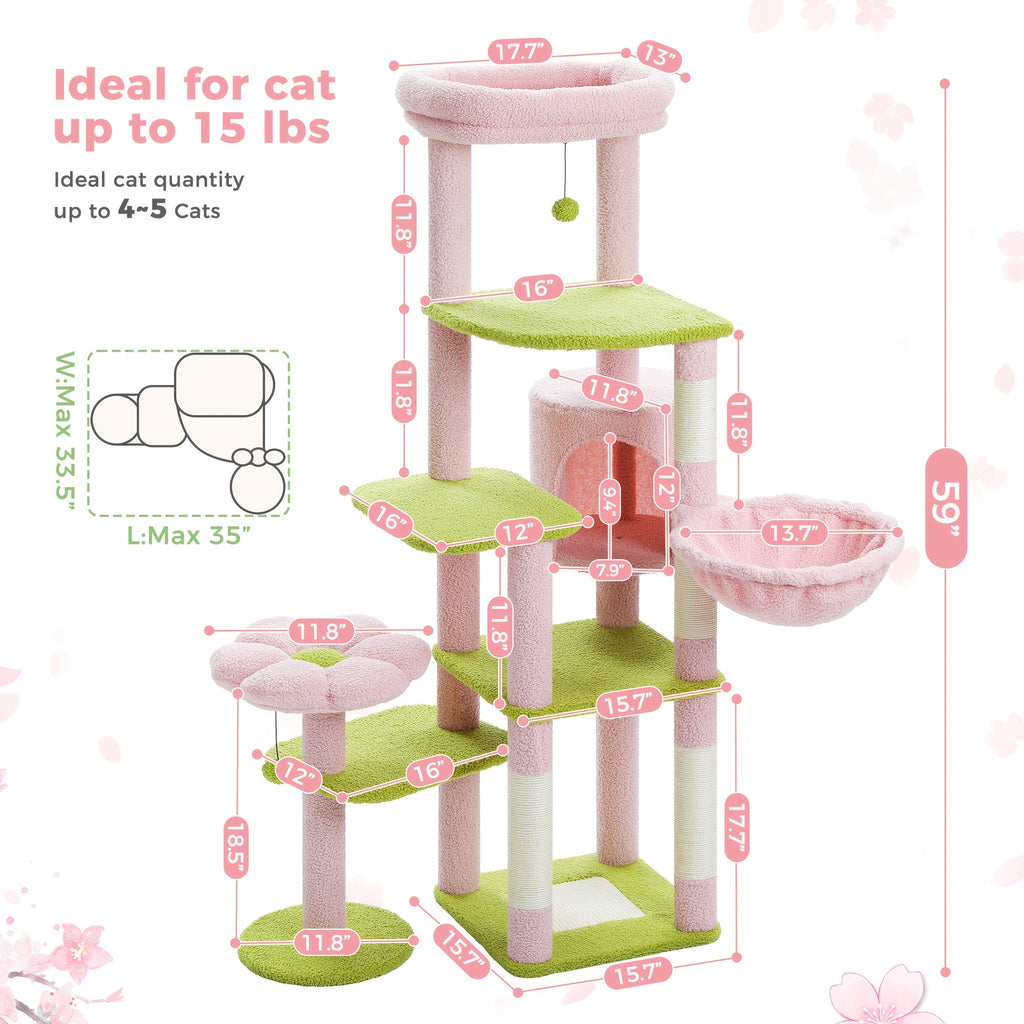 Pawz Road Cactus Katzenbaum Turm, 150 cm für Haustiere und Zuhause – Detailansicht 33