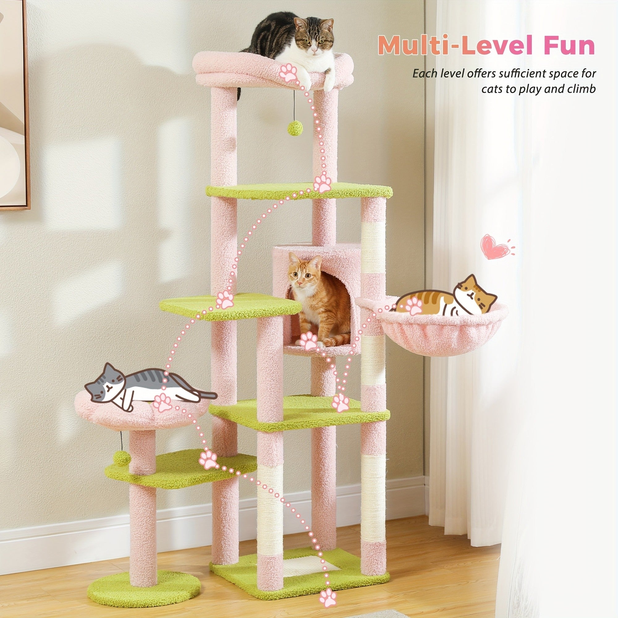 Pawz Road Cactus Katzenbaum Turm, 150 cm für Haustiere und Zuhause – Detailansicht 34