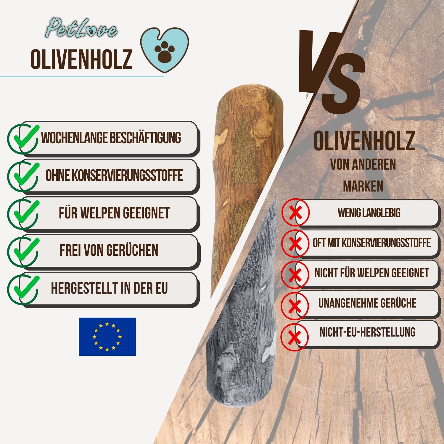 PetLove Olivenholz 2er-Pack, S Mit Olivenöl für Haustiere und Zuhause – Detailansicht 8