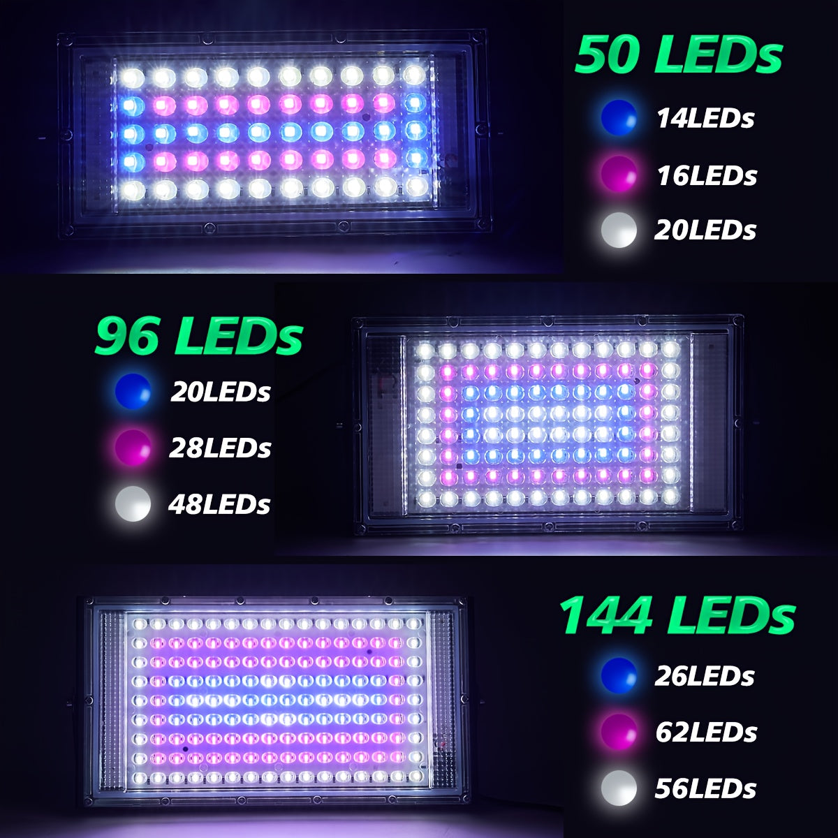Pflanzen-Wachstumslampen für den Innenbereich, 152,4 cm für den Innenbereich mit 50 und 144 LEDs – Detailansicht 6