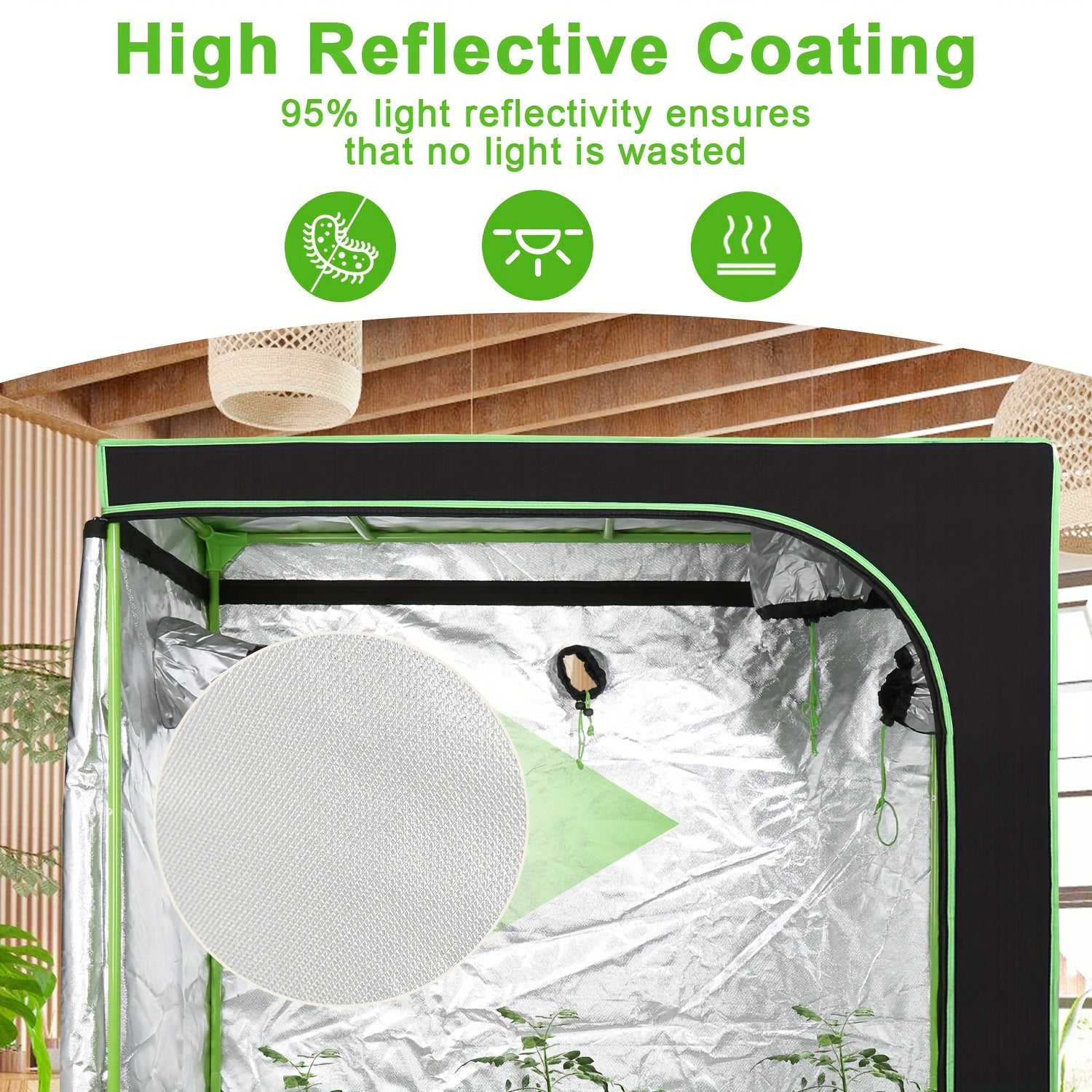 Pflanzen, wasserdicht für Pflanzen Lichtdicht und Wasserdicht Kulturzelt Indoor Growbox – Detailansicht 9