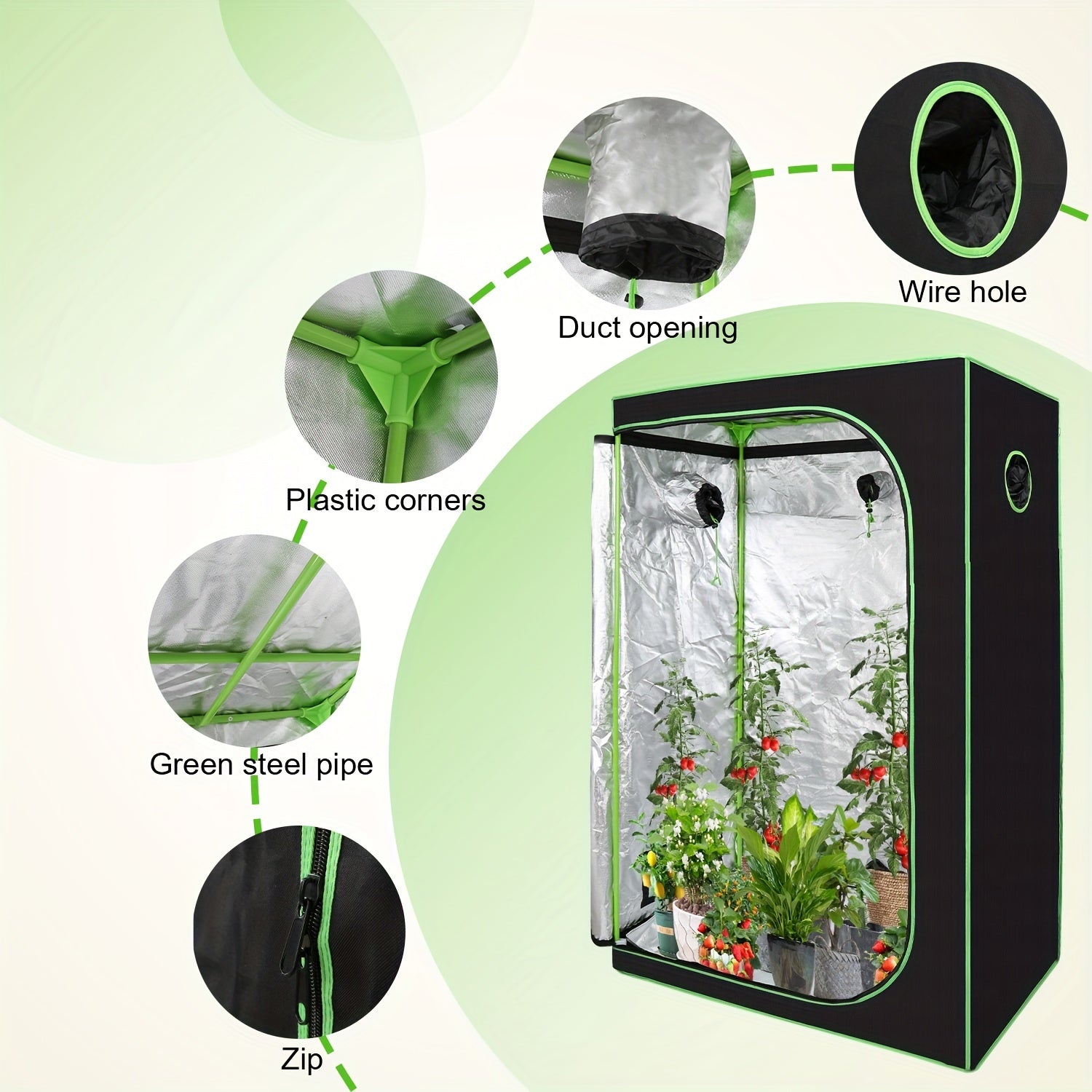 Pflanzen, wasserdicht für Pflanzen Lichtdicht und Wasserdicht Kulturzelt Indoor Growbox – Detailansicht 14