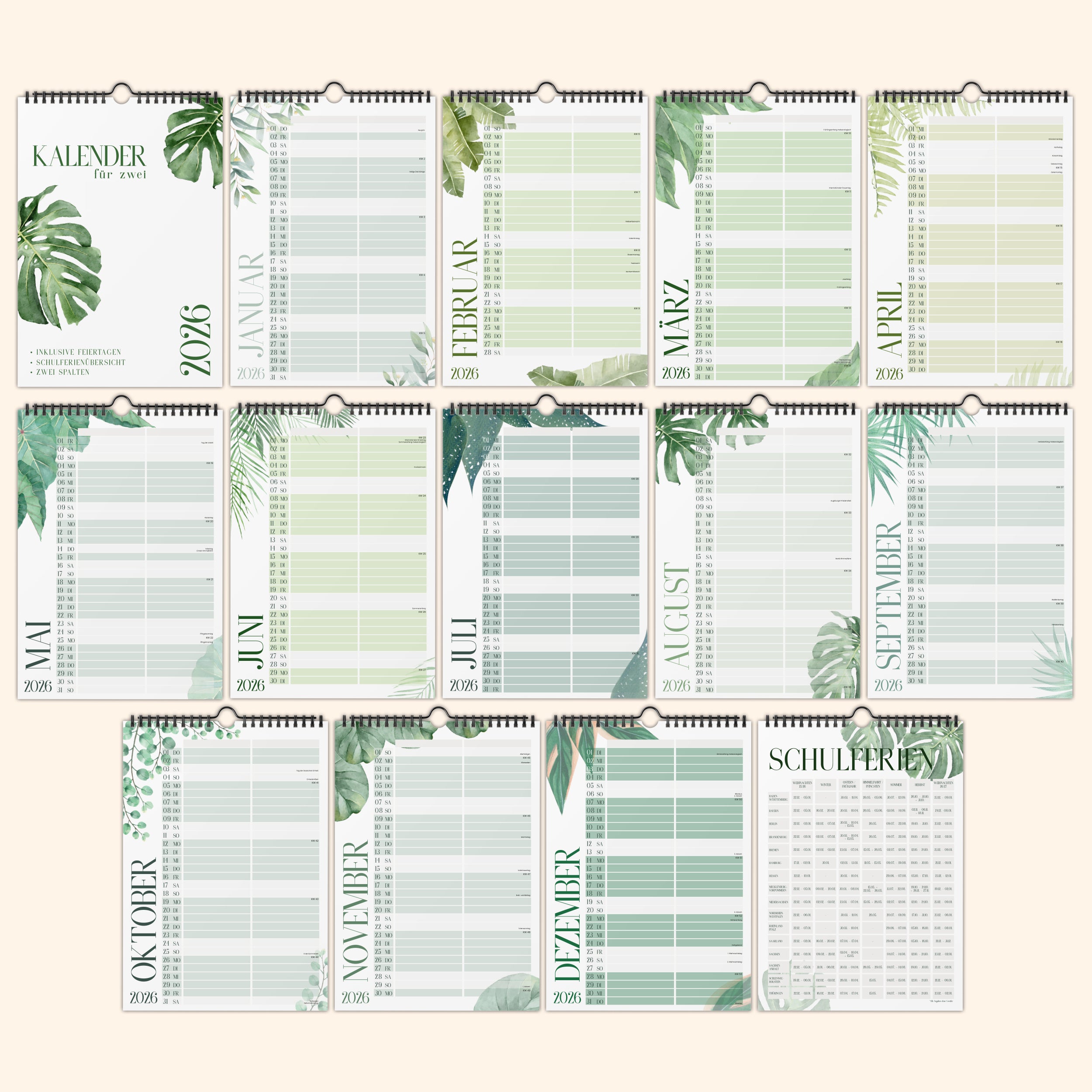 Planer für Zwei (Wandkalender, Monstera für Alltag und Zuhause – Detailansicht 7