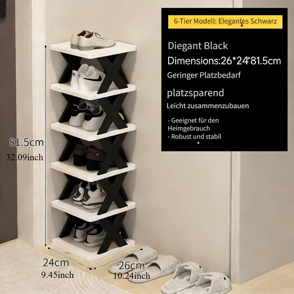 Platzsparender Eck-Schuhregal-Organizer, Schwarz-Weiss für Wohnzimmer und Zuhause – Detailansicht 2