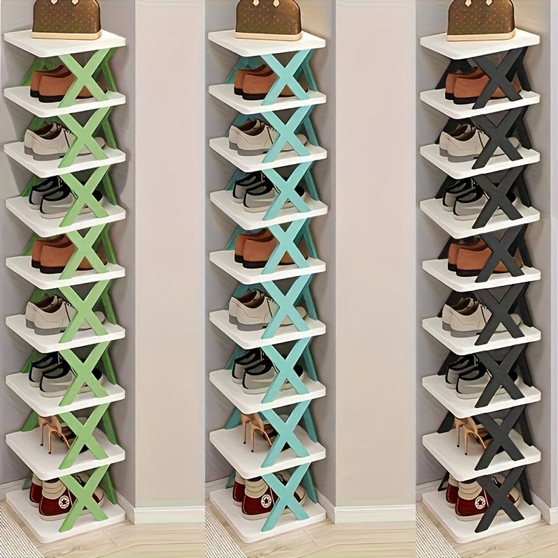 Platzsparender Eck-Schuhregal-Organizer, Schwarz-Weiss für Wohnzimmer und Zuhause – Detailansicht 9