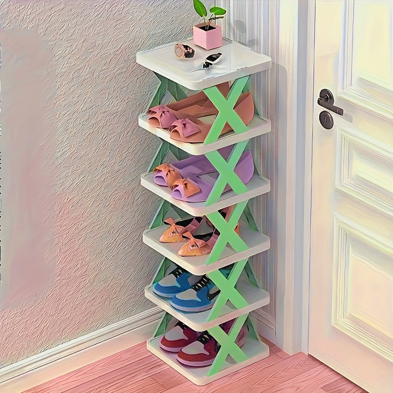 Platzsparender Eck-Schuhregal-Organizer, Schwarz-Weiss für Wohnzimmer und Zuhause – Detailansicht 11