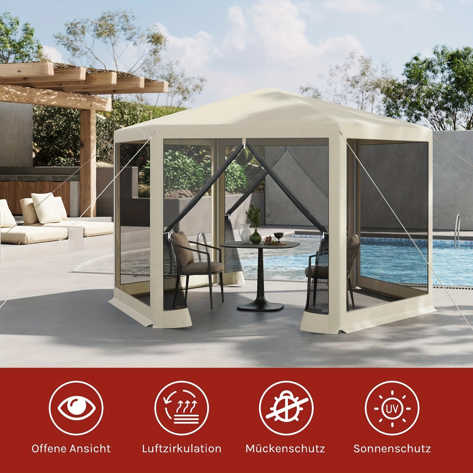 Pop-up-Gartenpavillon, 1 Stück für Garten und Terrasse – Detailansicht 4
