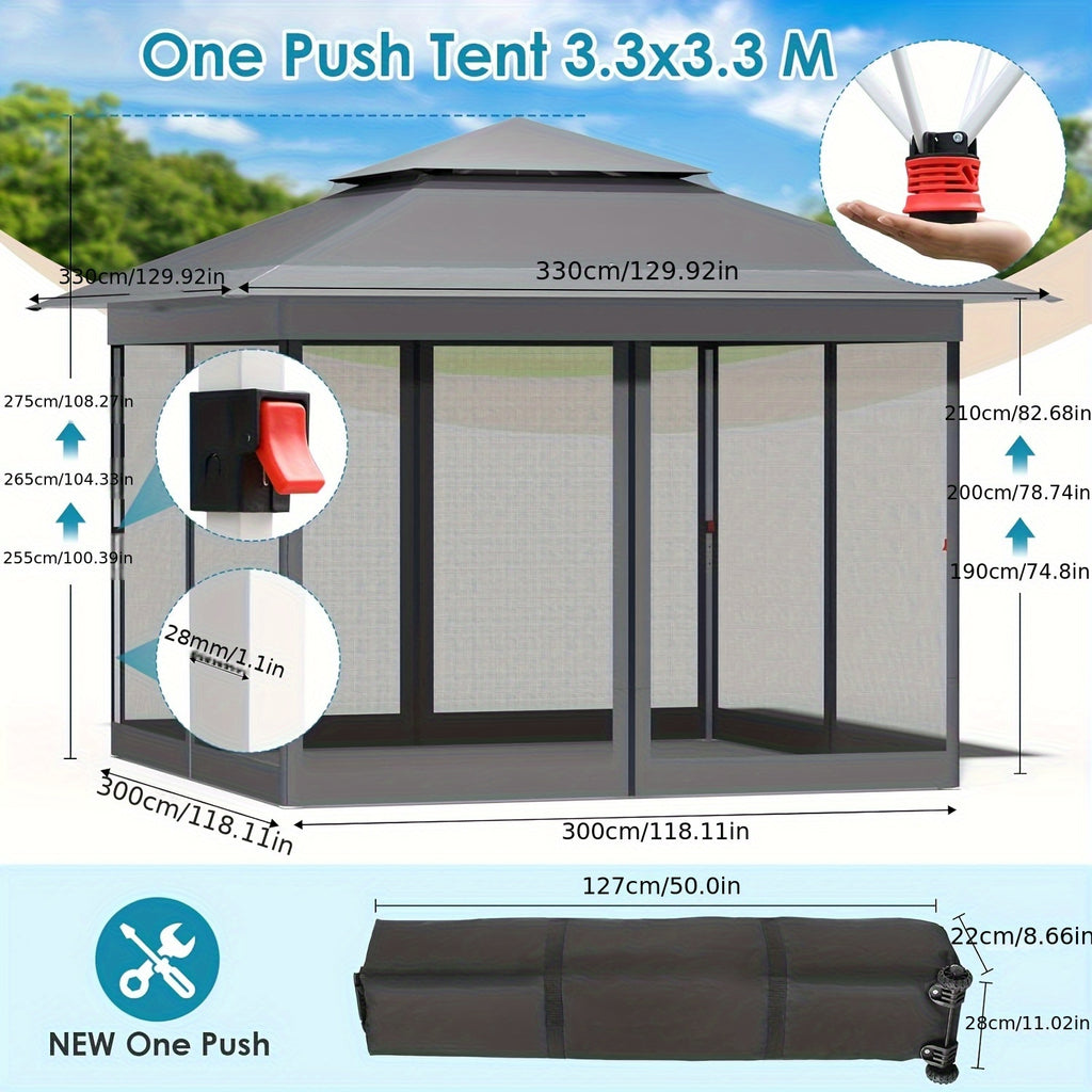 Pop-up-Gartenpavillon, 3,3x3,3 für Garten und Terrasse – Detailansicht 6