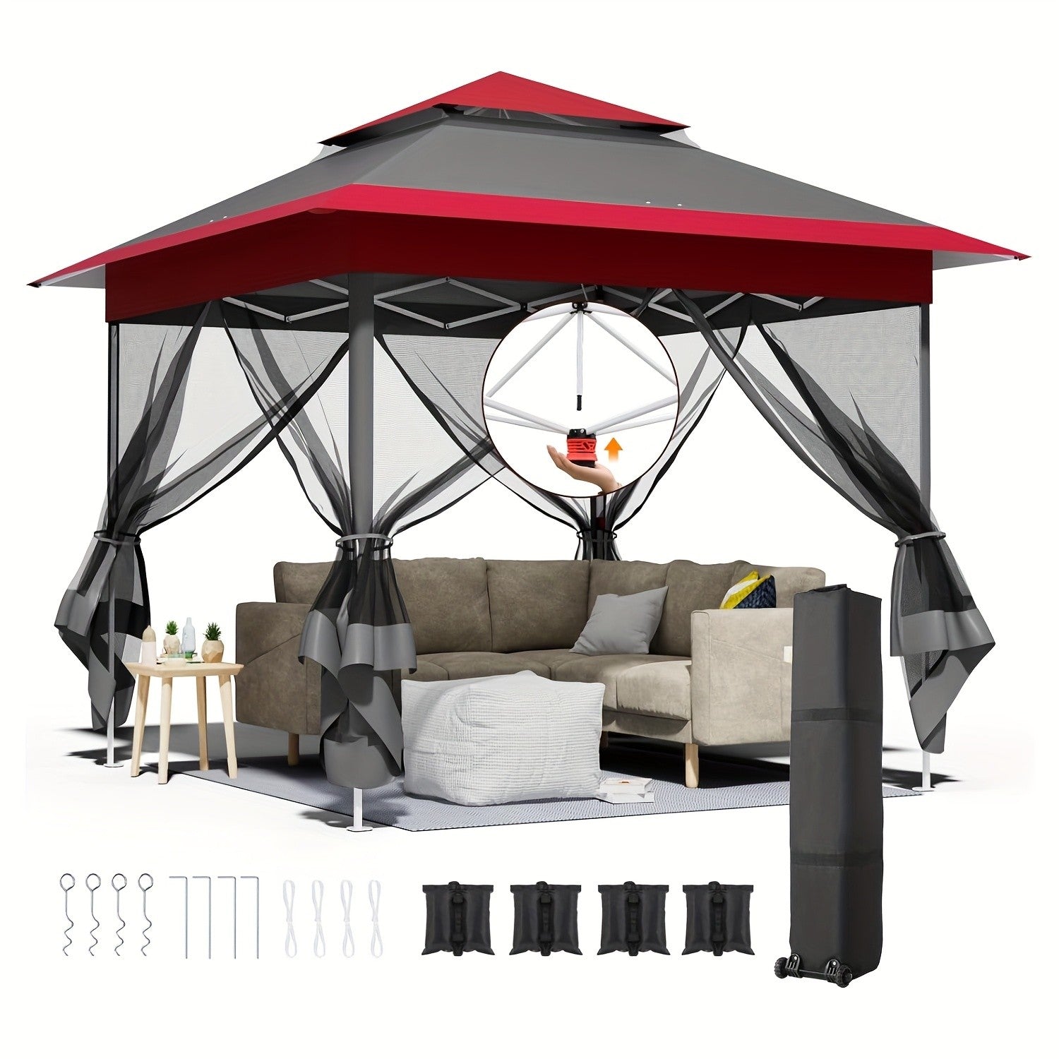 Pop-up-Gartenpavillon, 3,3x3,3 für Garten und Terrasse – Detailansicht 8