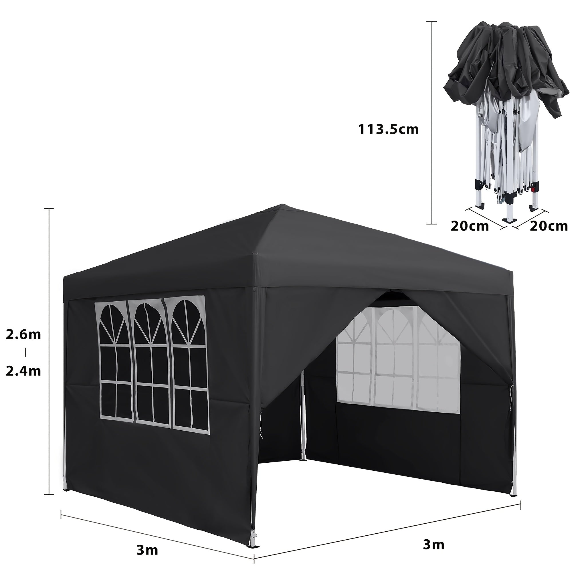 Pop-up-Gartenpavillon, 3 x 3 m für Garten und Terrasse – Detailansicht 4