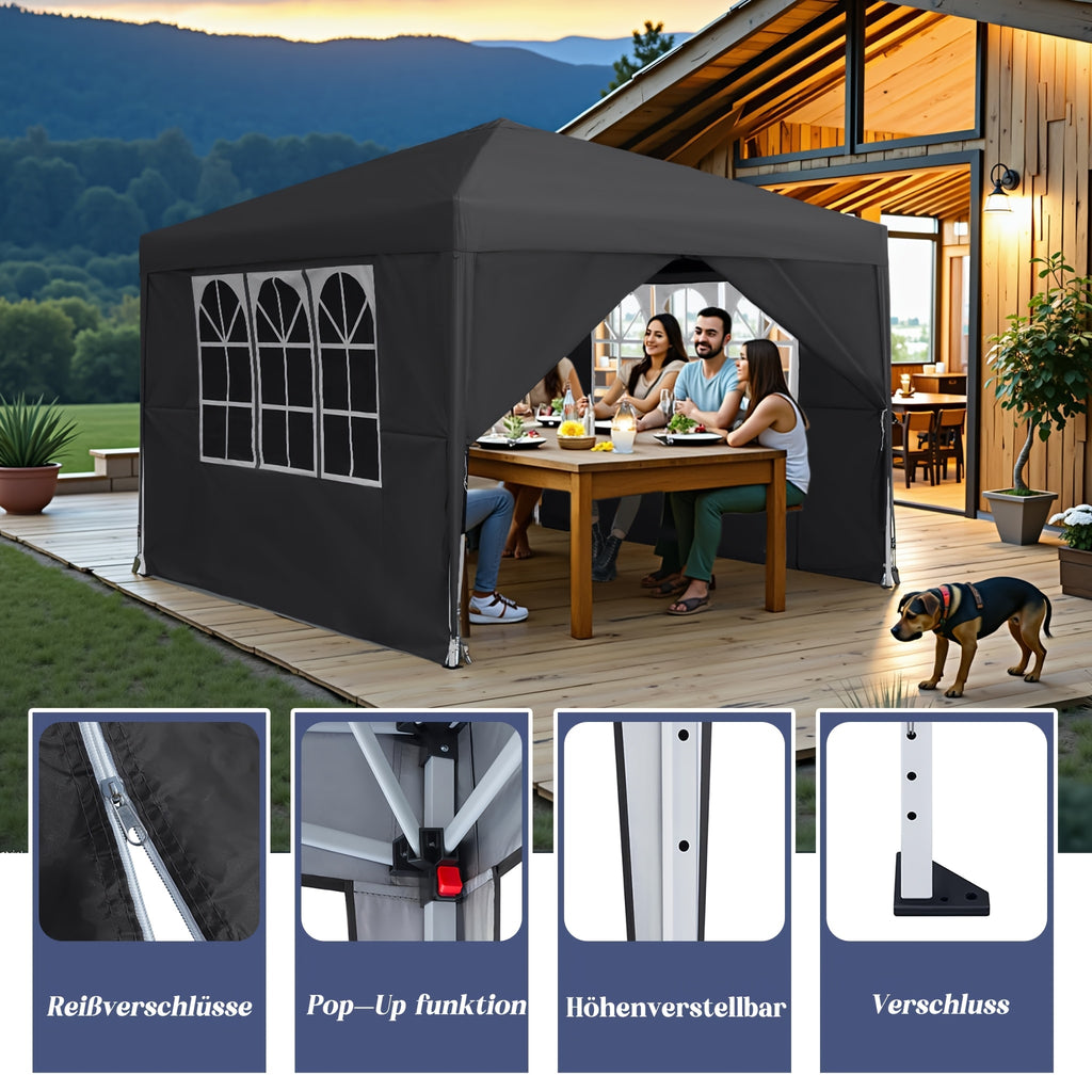 Pop-up-Gartenpavillon, 3 x 3 m für Garten und Terrasse – Detailansicht 9