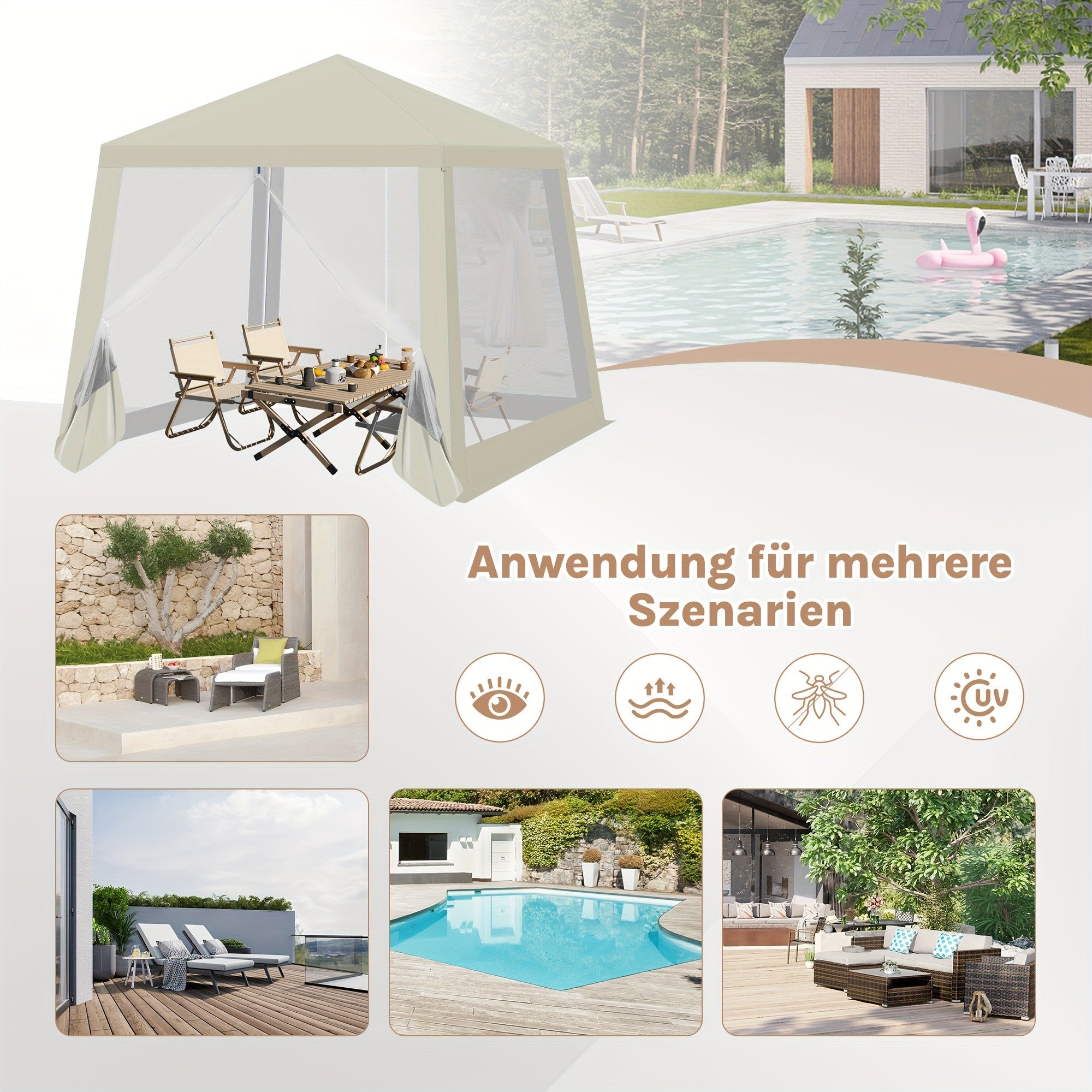 Pop-up-Gartenpavillon, Metall für Garten und Terrasse – Detailansicht 13