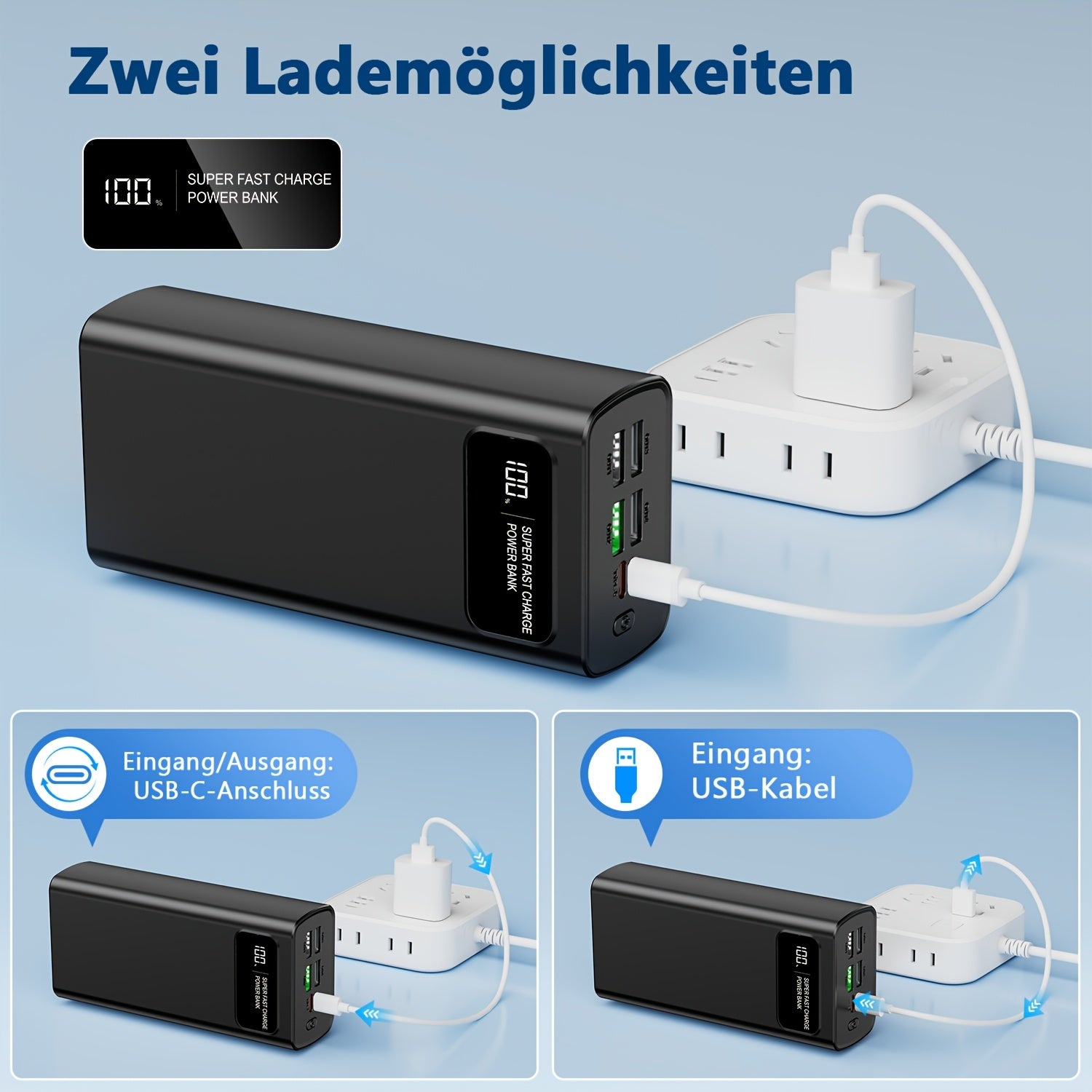 Powerbank, 5W Schnellladung Tragbares Ladegerät USB-C für Alltag und Zuhause – Detailansicht 4
