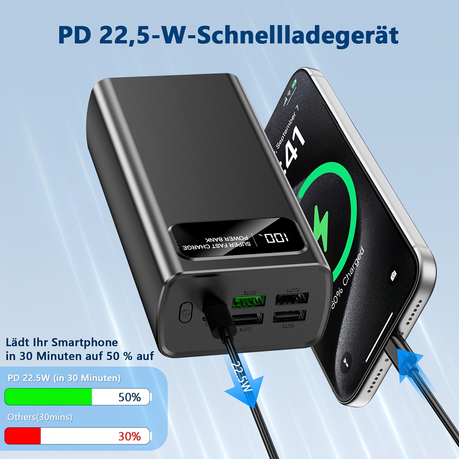Powerbank, 5W Schnellladung Tragbares Ladegerät USB-C für Alltag und Zuhause – Detailansicht 9